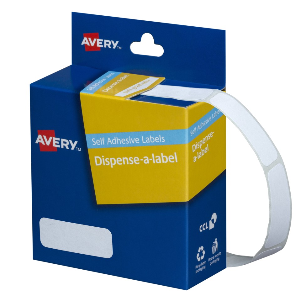 Avery Rectangle Dispenser Stickers White 36x13mm 700 Labels Handwritable 937210