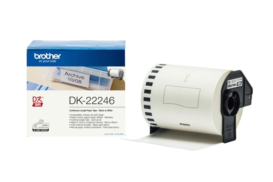 Brother DK-22246 QL Continuous Length Paper Tape Black On White 103mmx30.48m