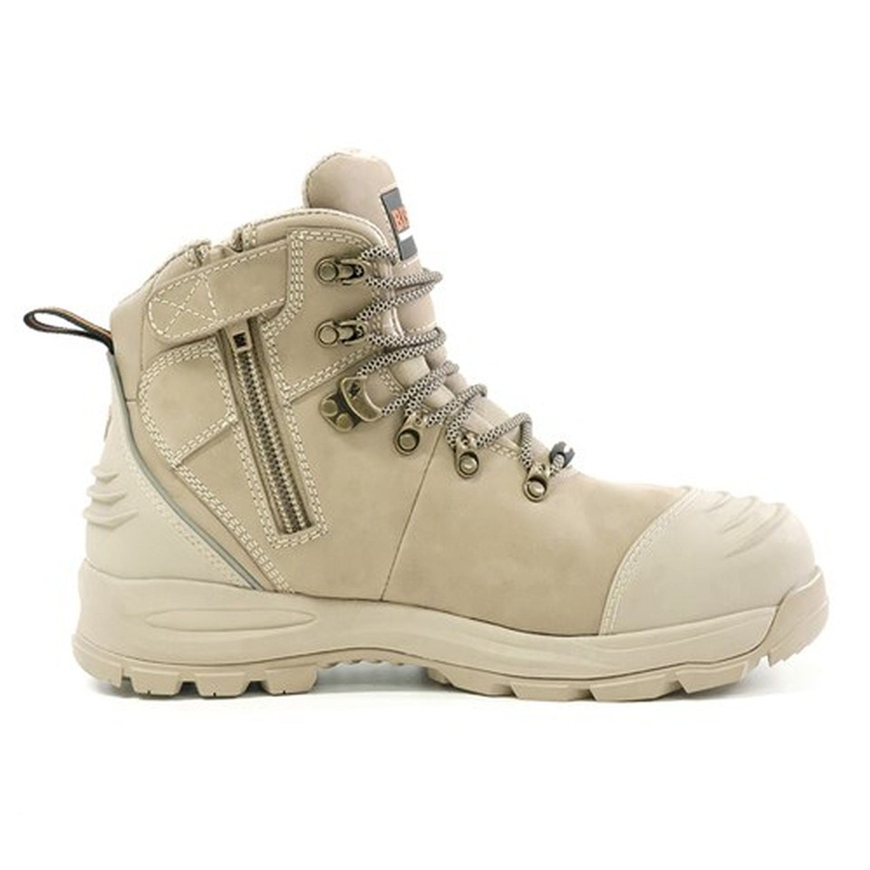 Bison Xt Zip Side Lace Up Boot Stone
