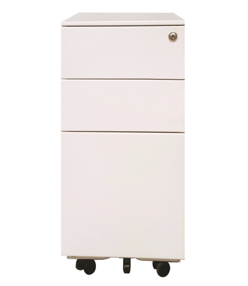 Milano Mobile Pedestal Slimline 2 Drawer + 1 File 300Wx575Hmm White