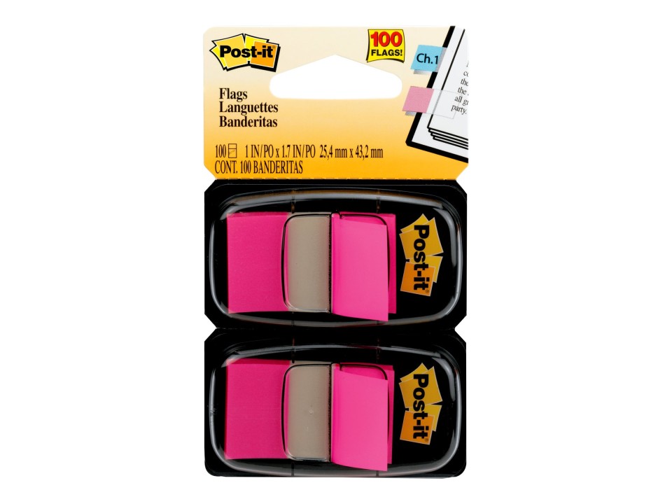 Post-it Flags 680-GN2 25 x 43mm Bright Pink Pack 2