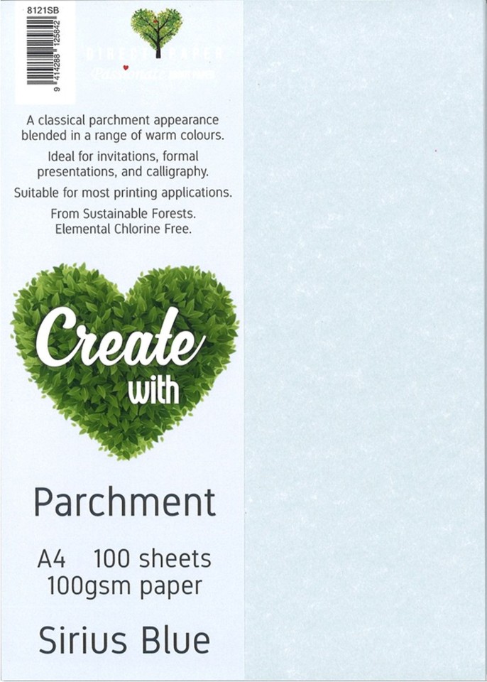 Direct Paper Parchment Paper 100gsm A4 Sirius Blue Pack 100