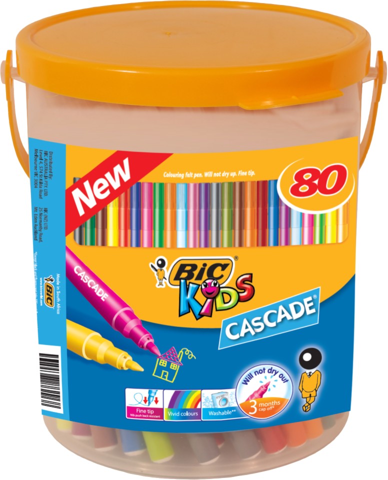 BIC Kids Cascade Colouring Felt Pens Assorted Colours Pack 80
