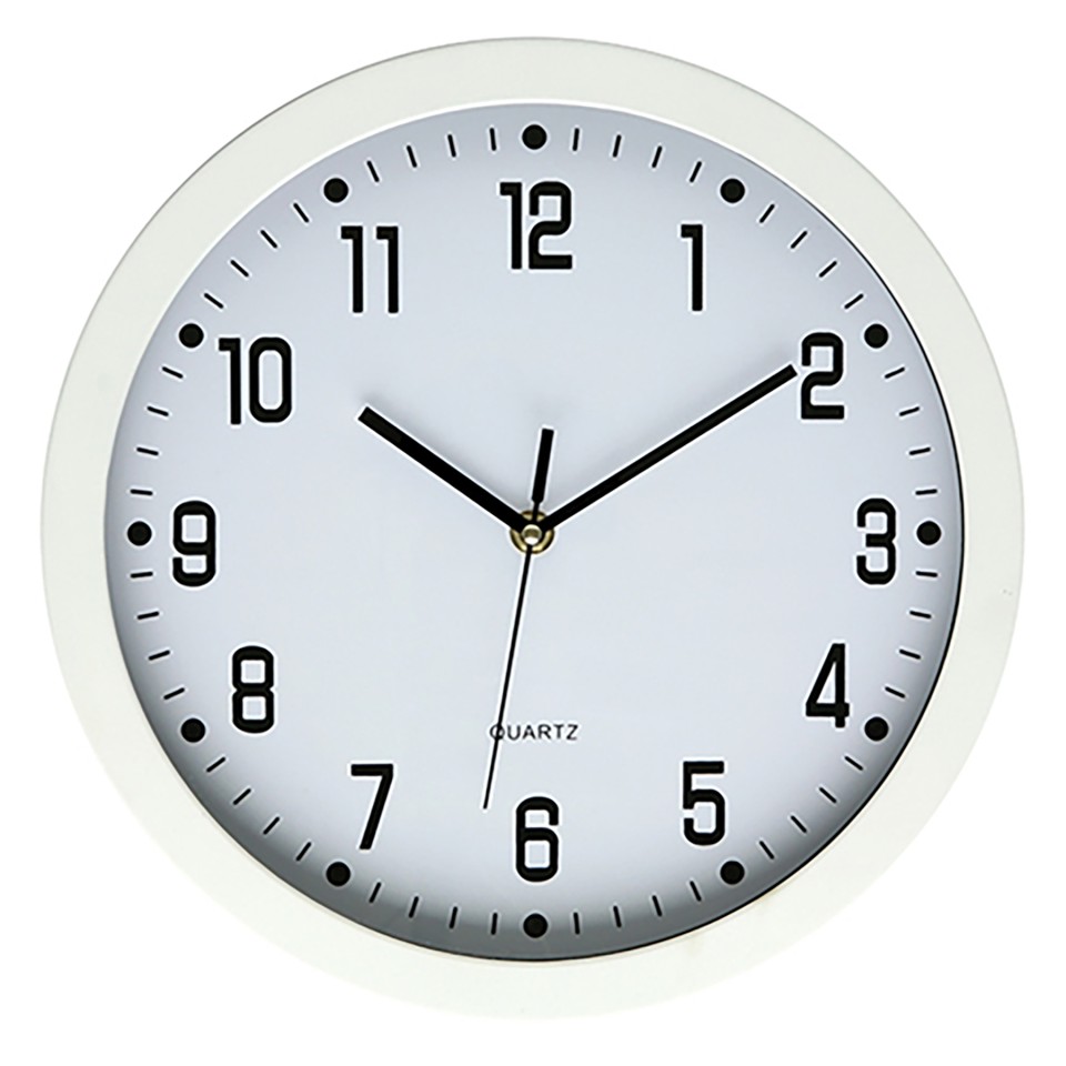 Dixon Wall Clock Glass Face Round 30cm White