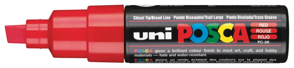 Uni Posca Paint Marker Chisel Tip Bold PC-8K 8.0mm Red