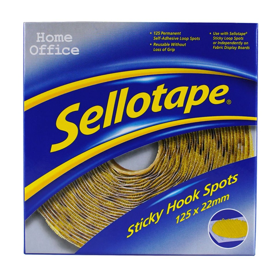 Sellotape Sticky Hook Spots Permanent 22mm Pack 125