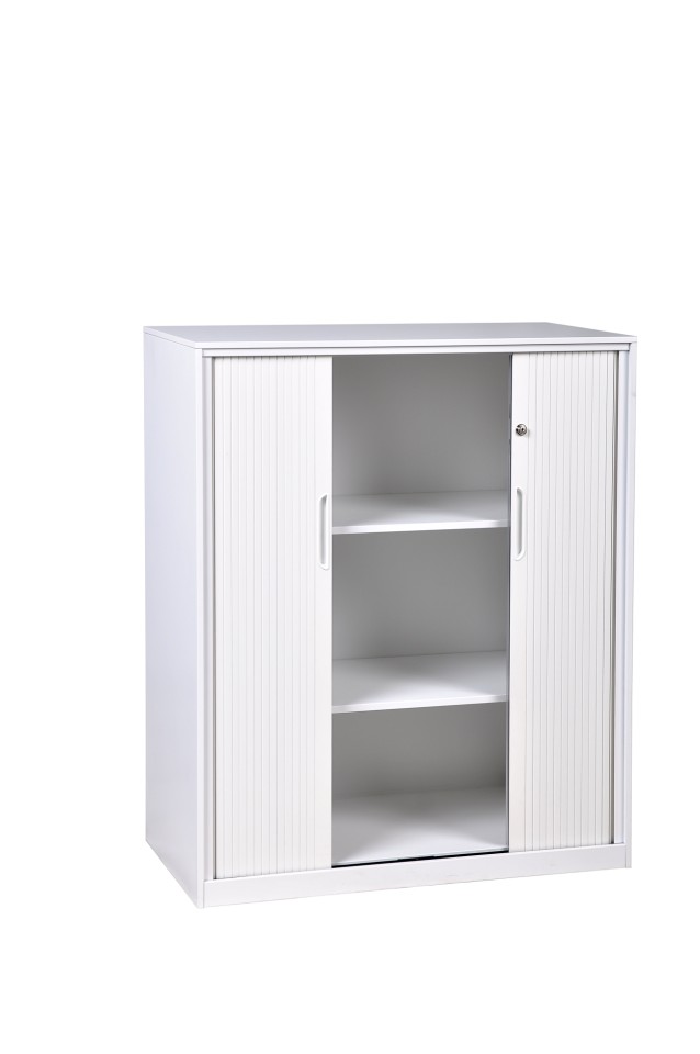 Proceed Tambour 2 Adjustable Shelves Cabinet 1020(h)x1200(w)x450(d)mm White