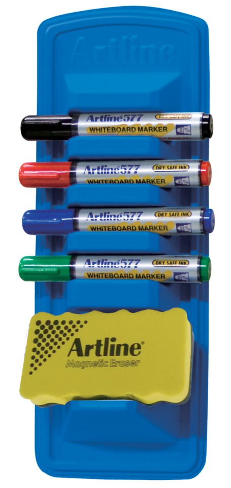Artline Whiteboard Marker Caddy With Eraser And 4 Standard Colour Markers