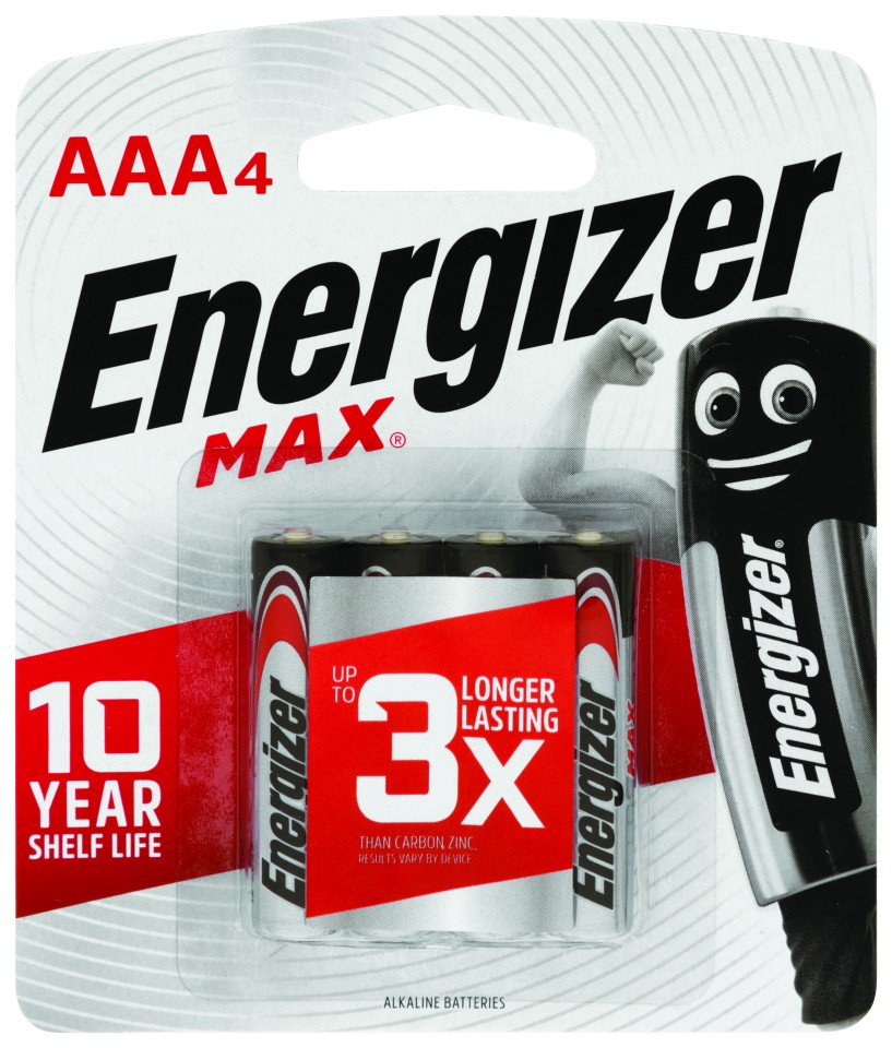Energizer Max AAA Battery Alkaline Pack 4