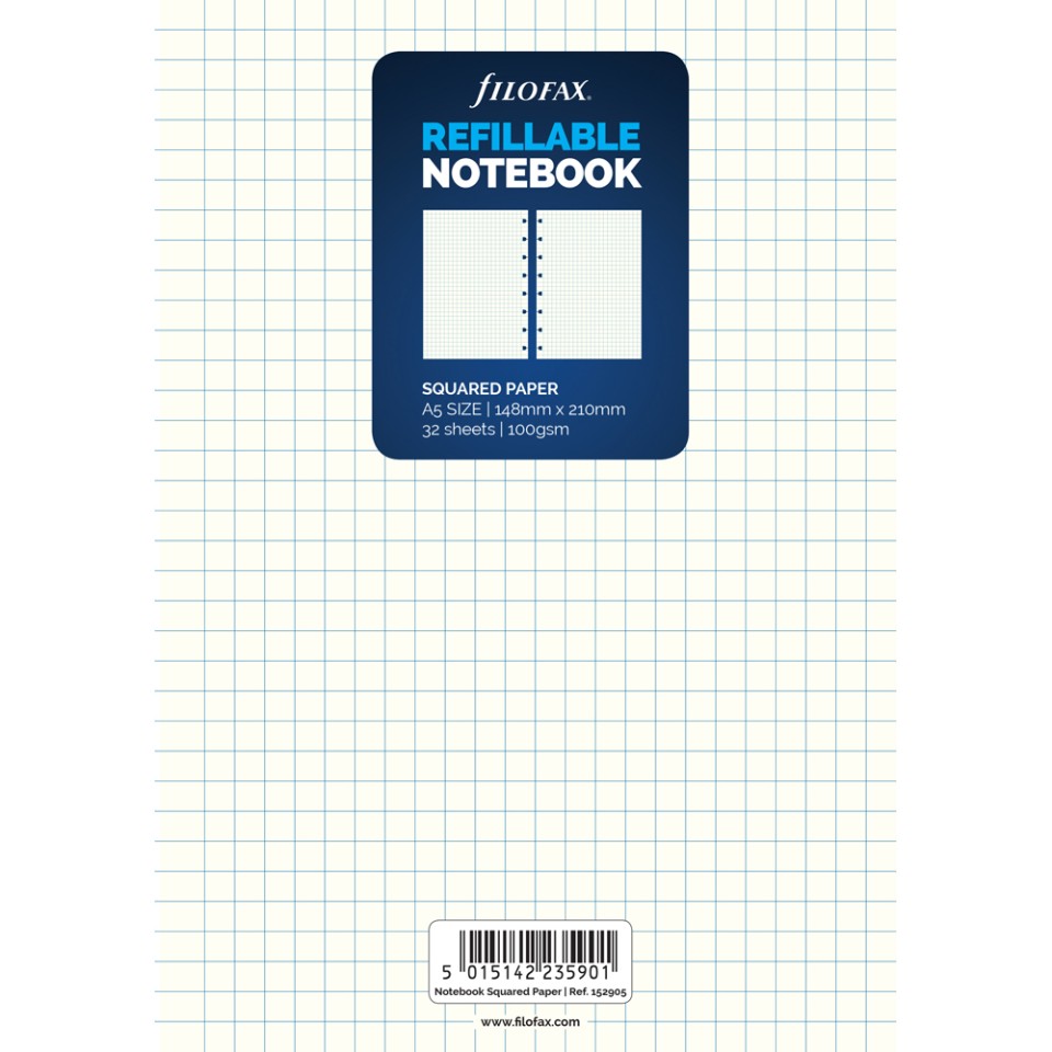 Filofax A5 Notebook Refill Square Notes 32 Sheets Each