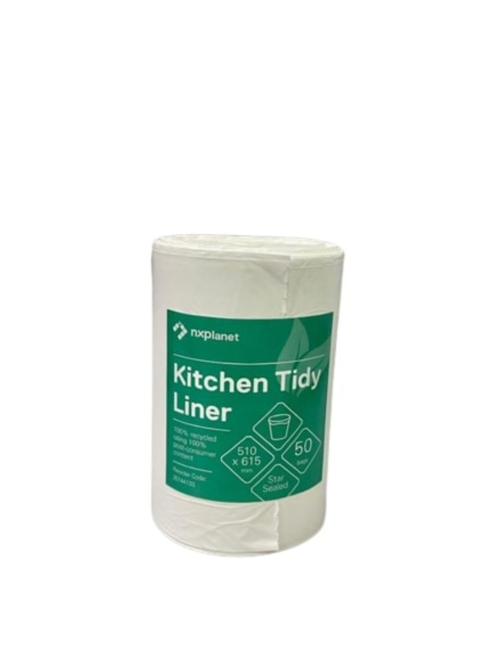 Kitchen Tidy Liner 27l 510 X 615mm White Roll Of 50