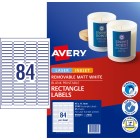 Avery Removable Multi-purpose Labels Laser Inkjet Printers 46 x 11.11mm 2100 Labels (959053 / L7656) image