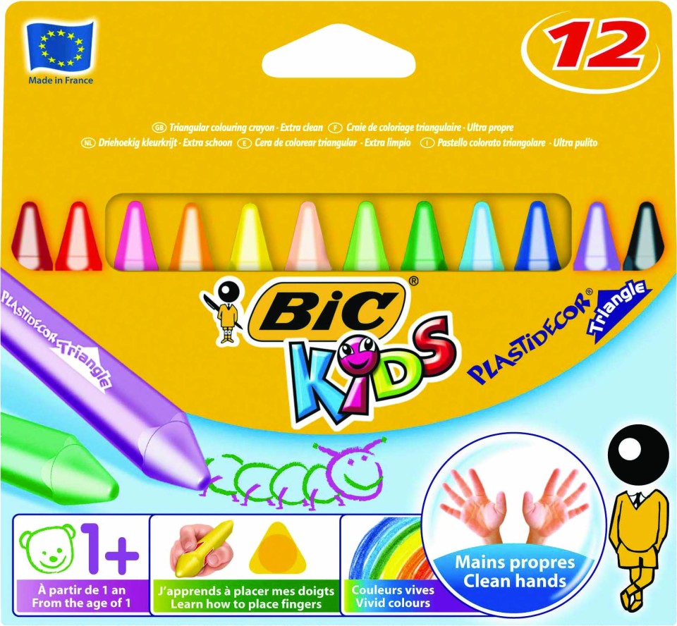 BIC Plastidecor Crayons Crayons Triangular Assorted Colours Pack 12