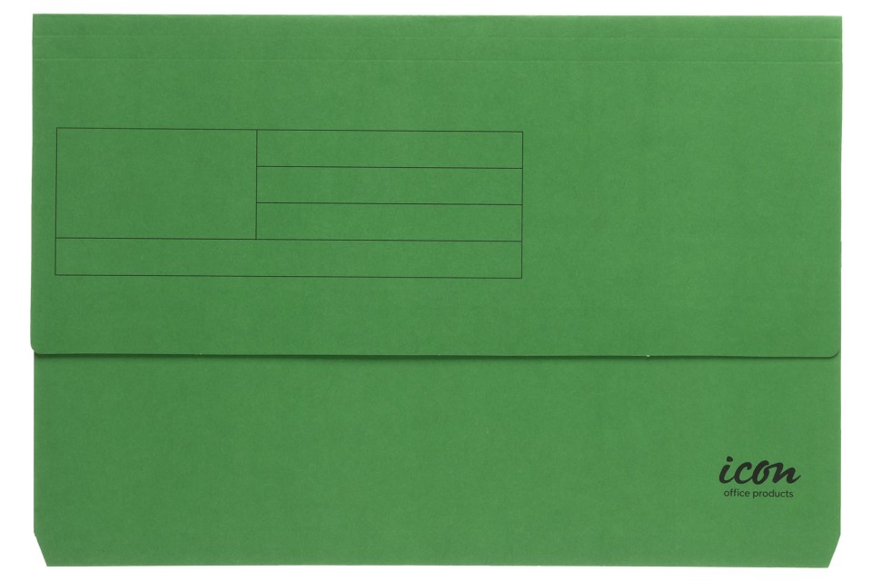 Icon Document Wallet Card Foolscap Green Pack 10
