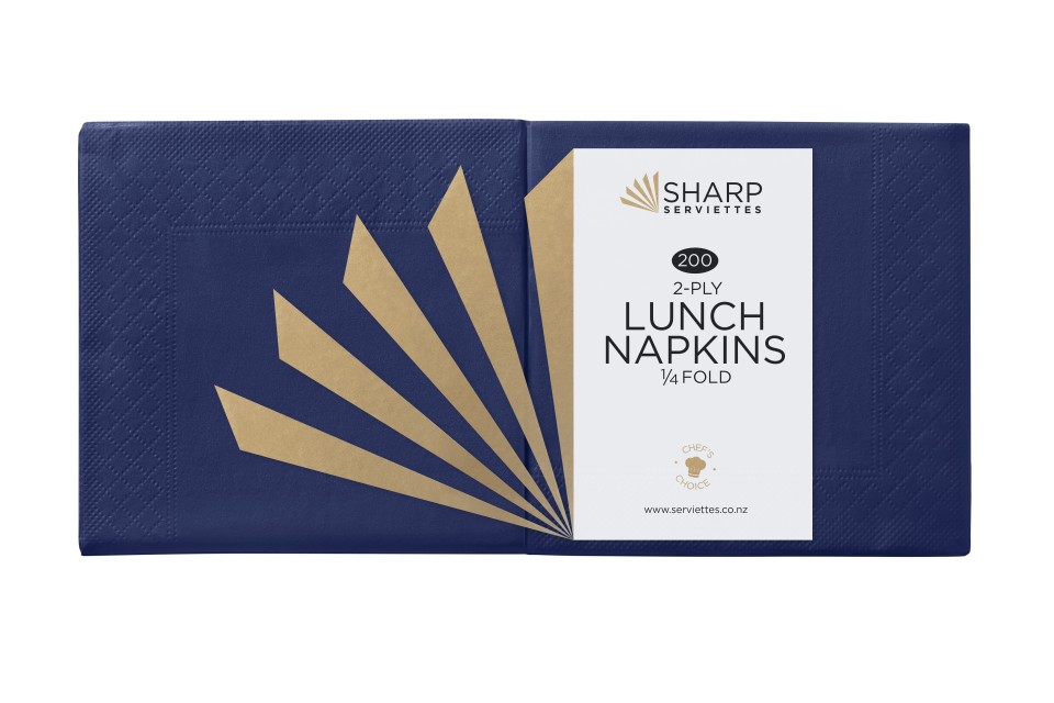 Sharp Lunch Napkin 2 Ply 4 Fold Blue Carton of 3000