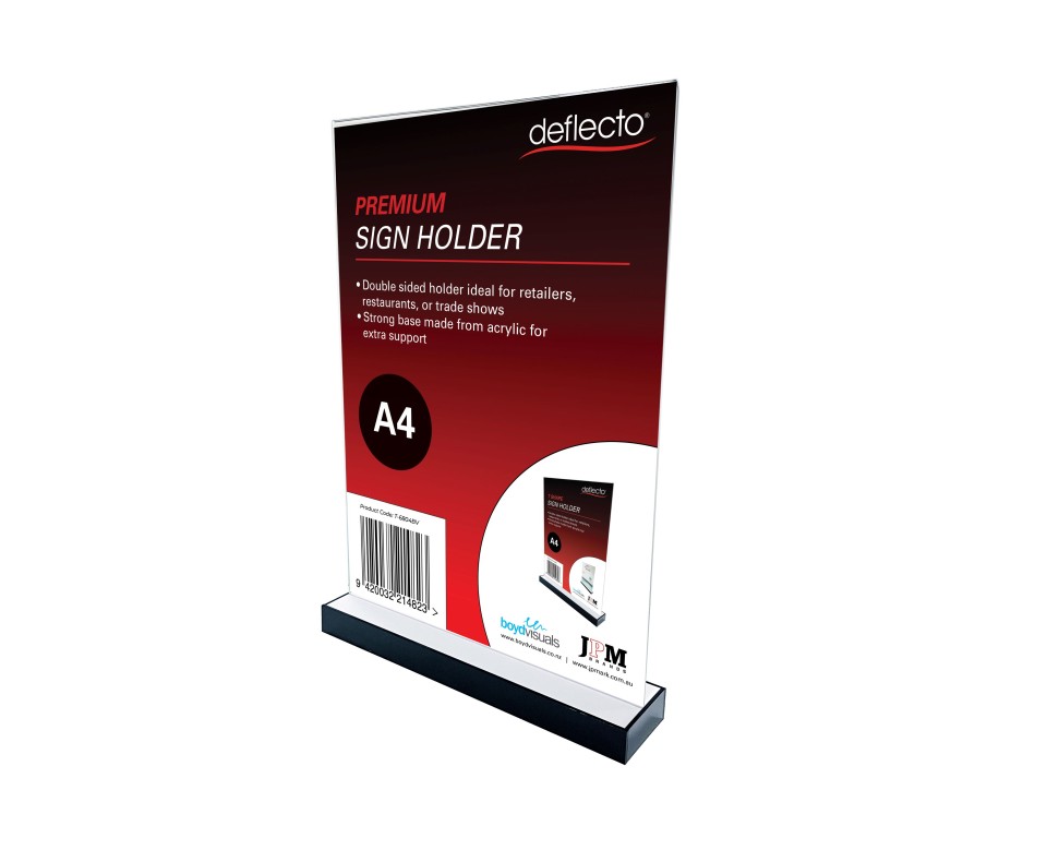Deflecto Premium Sign/Menu Holder Double Sided Acrylic Base A4