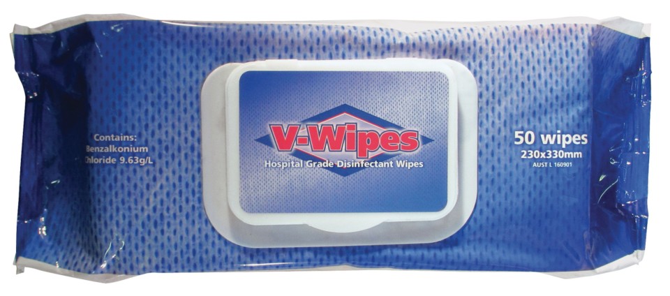 V-wipe Hospital Grade Disinfectant Wipe Pk 50