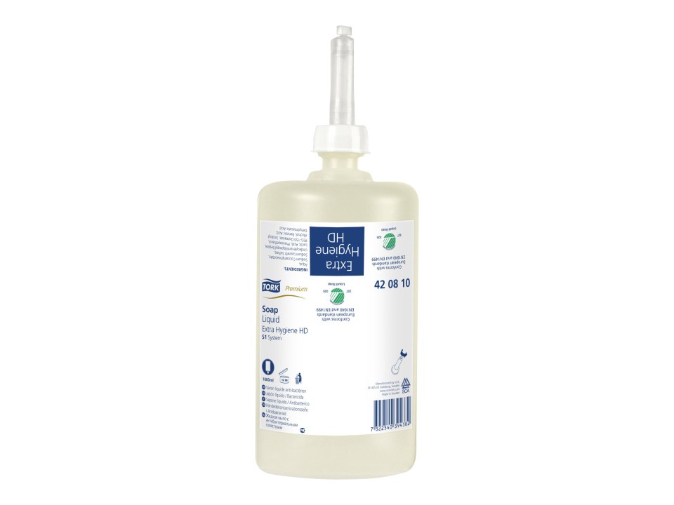 Tork S1 Premium Extra Hygiene Heavy Duty Liquid Soap 1000ml 420810 Carton of 6