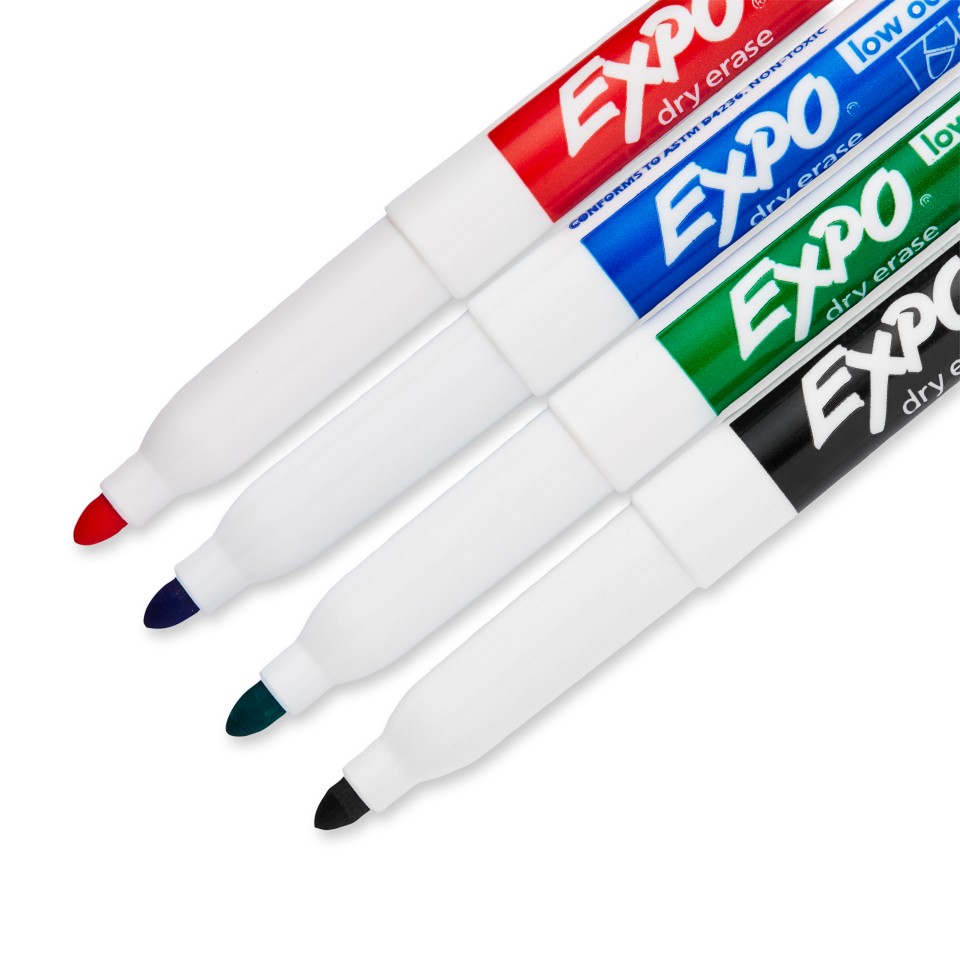 Expo Whiteboard Marker Fine 1.0mm Assorted Colours Pack 4