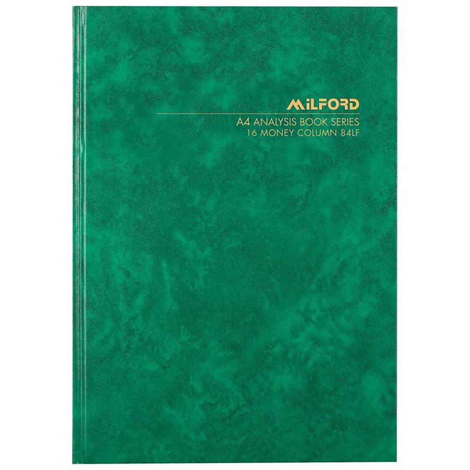 Milford A4 FSC Mix 70% 84lf 16 Money Column Analysis Book Hard Cover