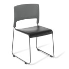 Eden Slim Grey Chair With Black Vinyl Upholstered Seat image