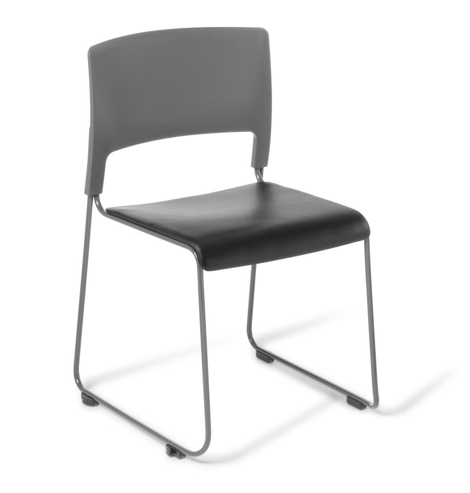 Eden Slim Grey Chair With Black Vinyl Upholstered Seat