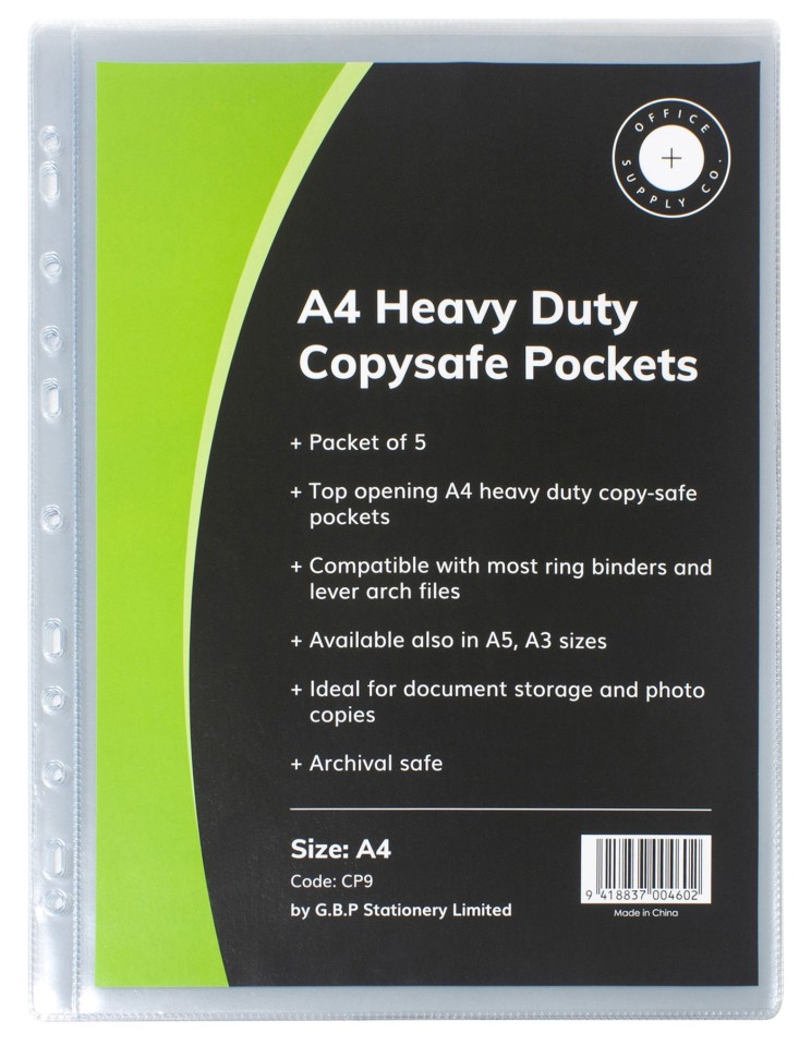 OSC Copysafe Sheet Protector Pockets Heavy Duty A4 Pack 5