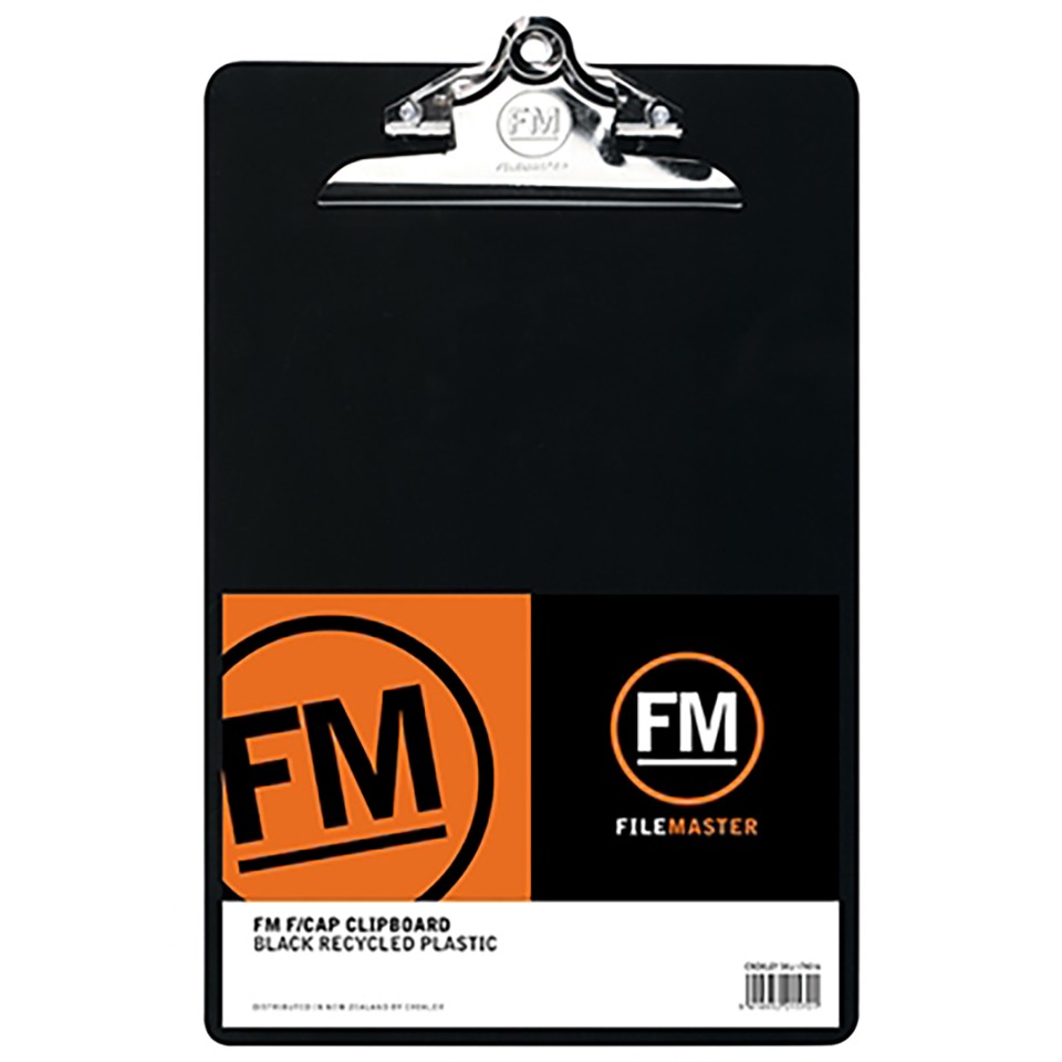 FM Clipboard Recycled Plastic Foolscap Black