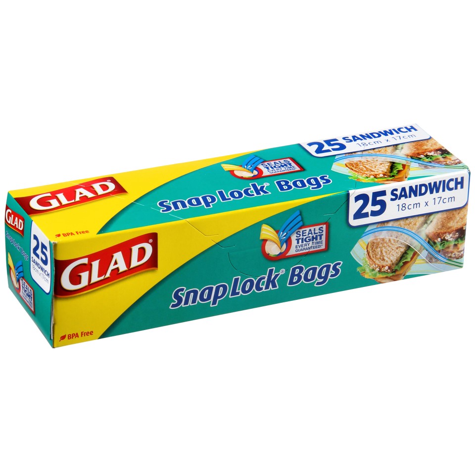 Glad Snaplock Storage Bags Resealable 180x170mm Pack 25
