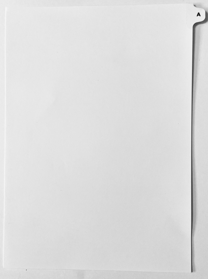 A4 Tab Dividers Printed Tab "A" White 100 Sets