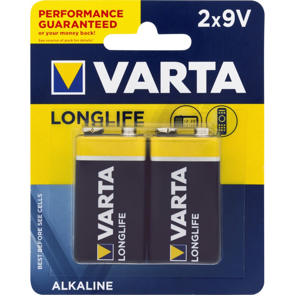 Varta Longlife 9V Battery Alkaline Pack 2