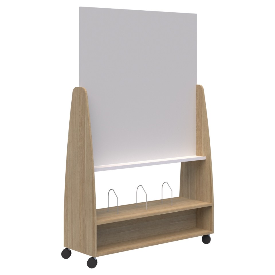 Move Whiteboard Mobile Partition Open Shelf 1220Wx1912Hmm Classic Oak