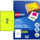 Avery Fluoro Yellow High Visship Laser Printers 199.6 X 143.5mm Pack 50 Labels (36100 / L7168fy) image