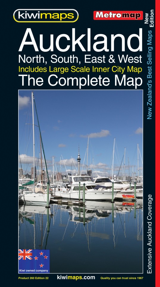 Kiwimaps Auckland Complete Sheet Map 690x1000mm