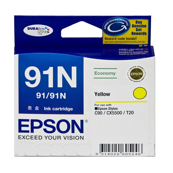 Epson DURABrite Ultra Inkjet Ink Cartridge 91N Yellow