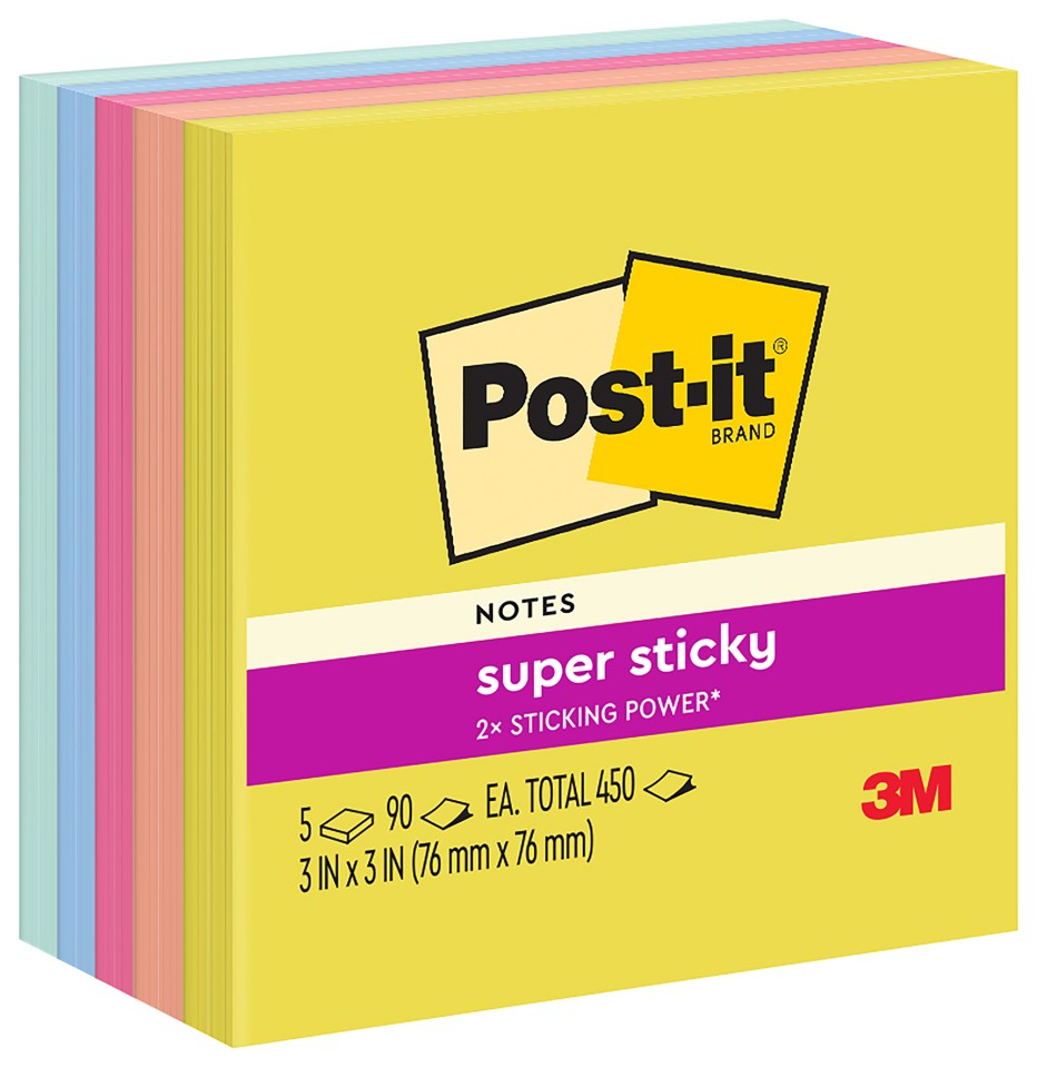 Post-it Super Sticky Notes 654-5ssjoy 76x76mm Summer Joy Pack 5