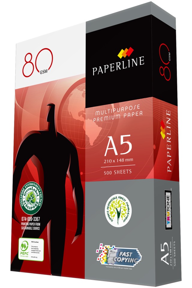 Paperline Copy Paper A5 80gsm White Ream 500