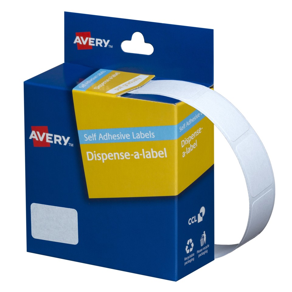Avery Rectangle Dispenser Stickers White 24x16mm 800 Labels Handwritable 937305