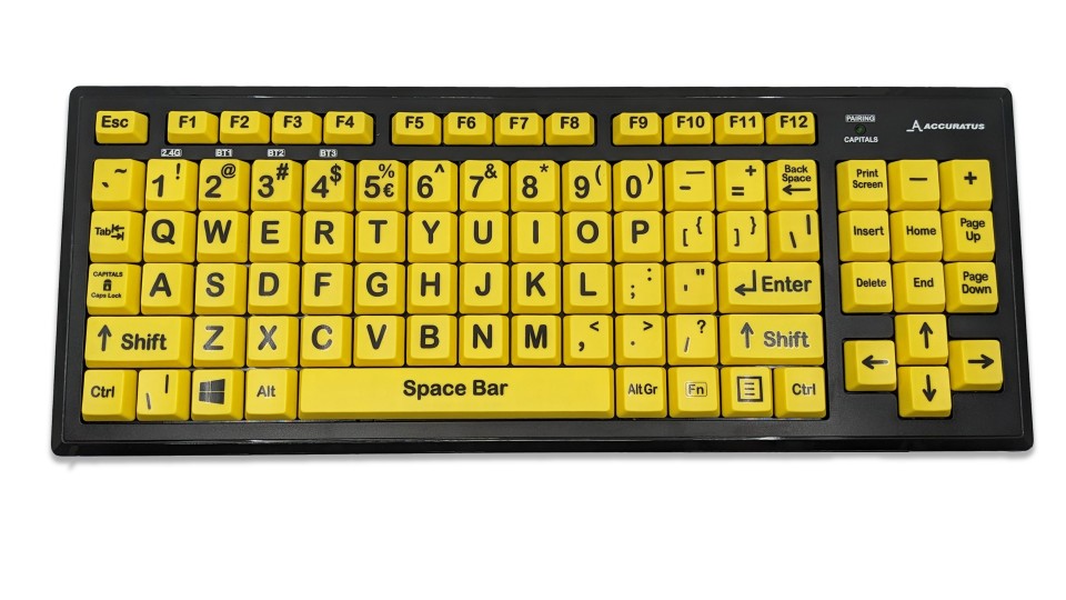 Accuratus Vision Assist Keyboard Bluetooth Black Yellow