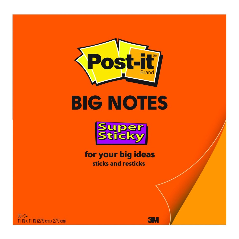 Post-it Super Sticky Big Notes BN11 Orange 279x279mm 30 Sheet Pad