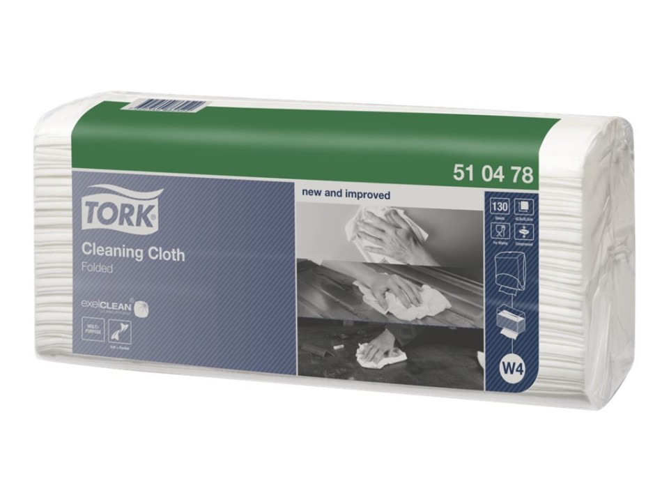 Tork W4 Folded Cleaning Cloth White 130 Sheets per Pack 510478 Case of 5