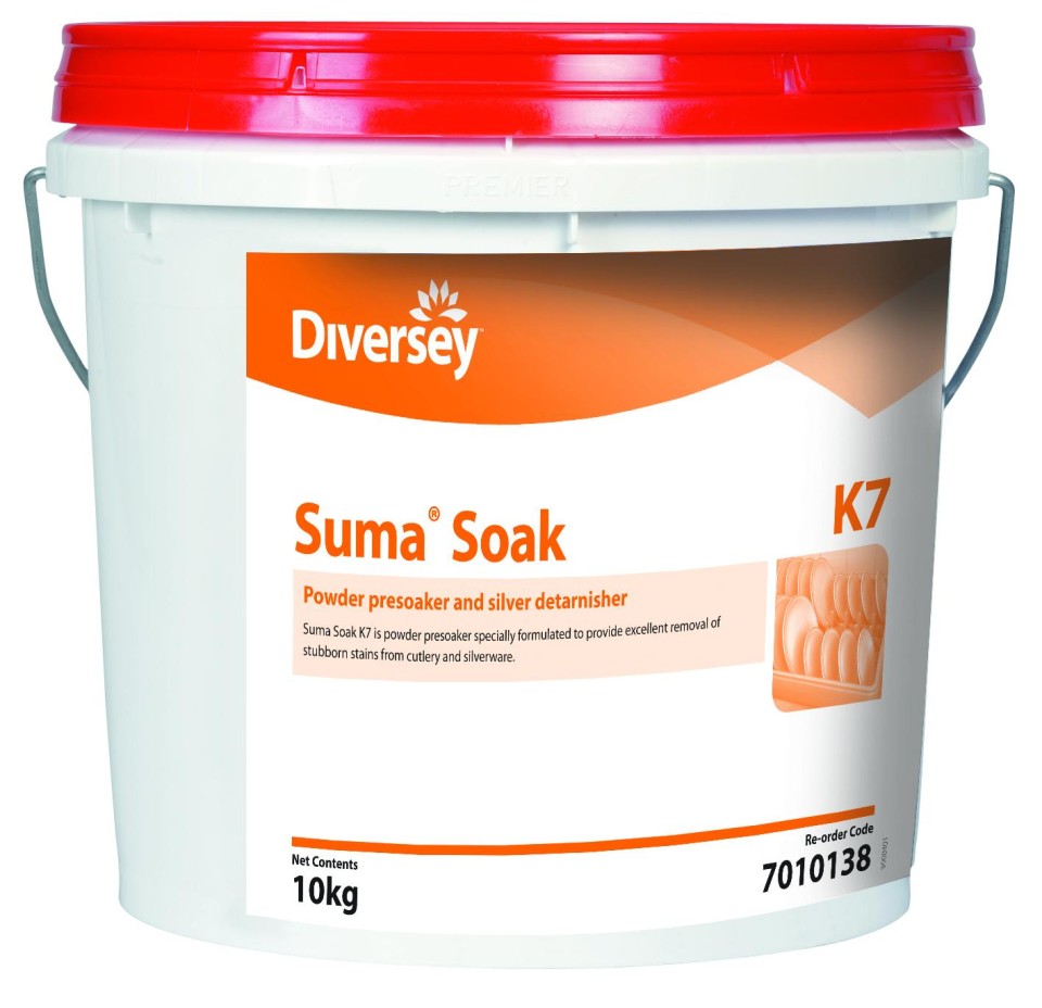 Diversey Suma Soak K7 Powder Presoaker & Silver Detarnisher Automatic Dishwashing 10kg