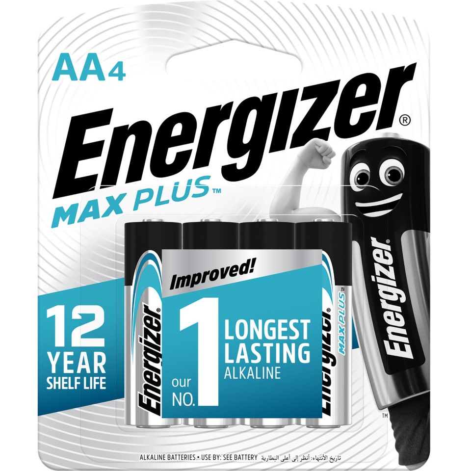 Energizer Max Plus AA Battery Alkaline Pack 4