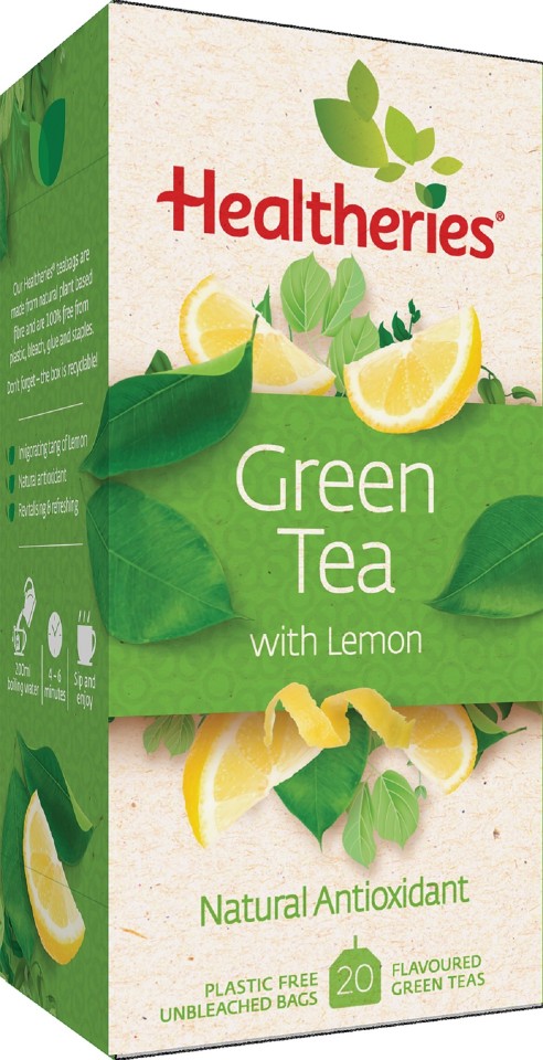 Healtheries Tea Bags Green Tea with Lemon Pack 20