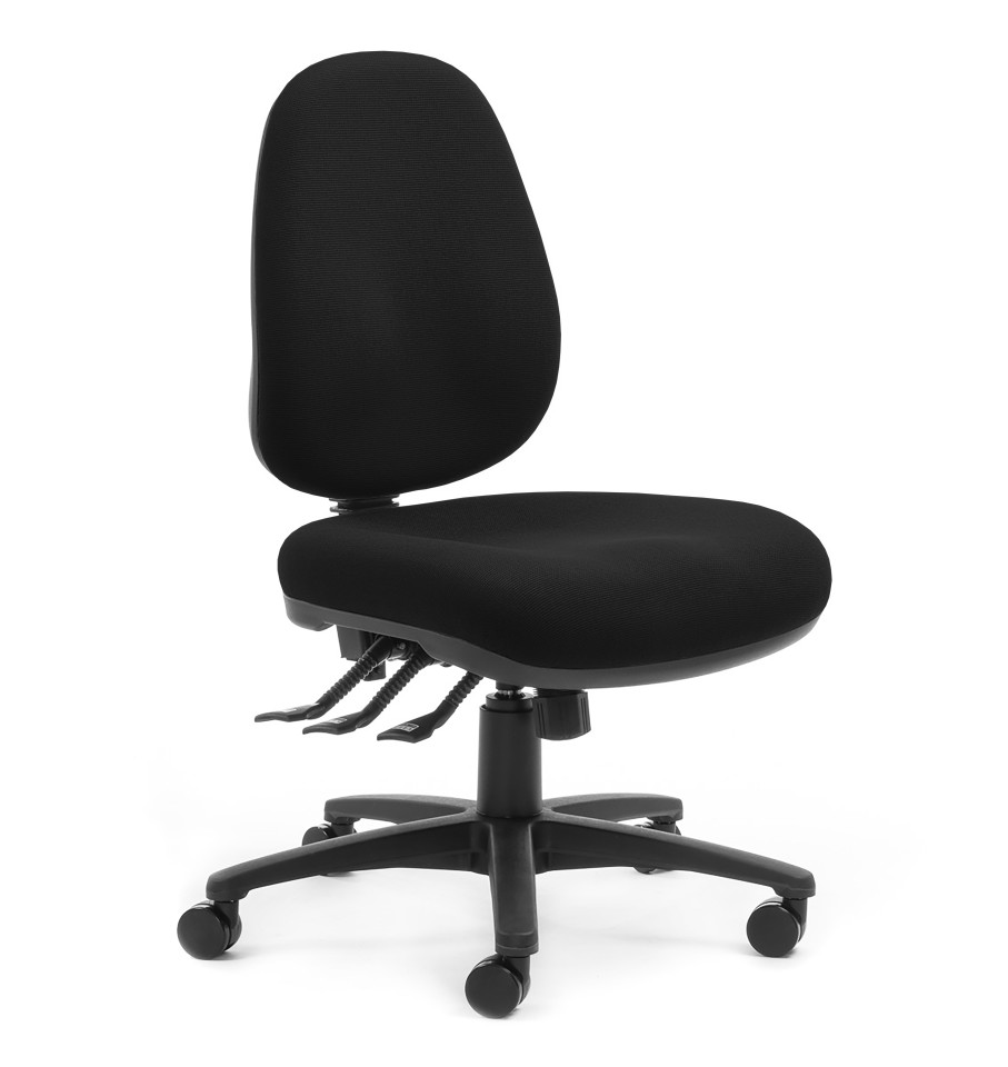 Delta Plus Task Chair 3 Lever 2XL Seat High Back Black