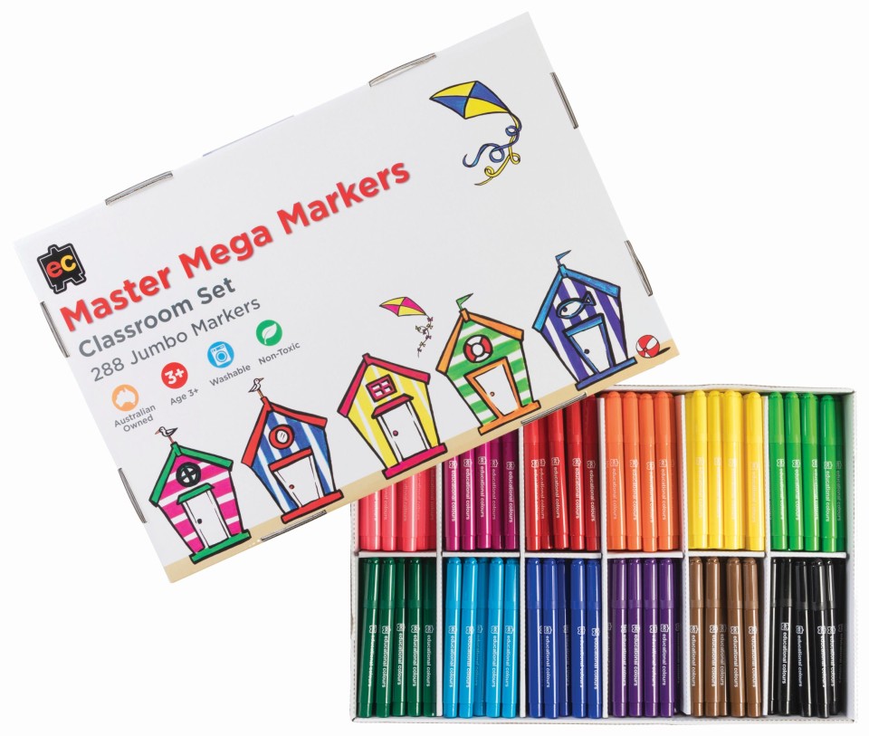EC Master Mega Markers Assorted Colours Box 288