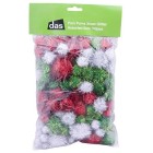 DAS Pom Poms Assorted Sizes Christmas Colours Glitter Pack 150 image