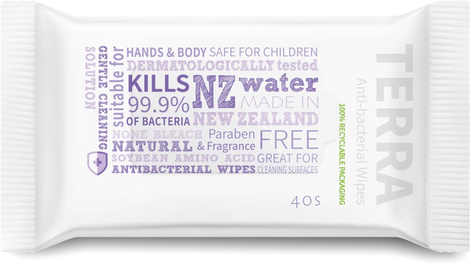 Terra Antibacterial Wipes Pack 40