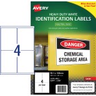 Avery White Heavy Duty Labels Laser Printers 99.1x139mm 4 Per Sheet 100 Labels 959069 / L7069 image