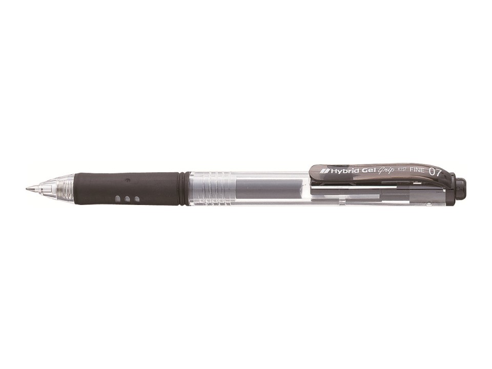 Pentel Hybrid Gel Grip Rollerball Pen K157 Retractable 0.7mm Black